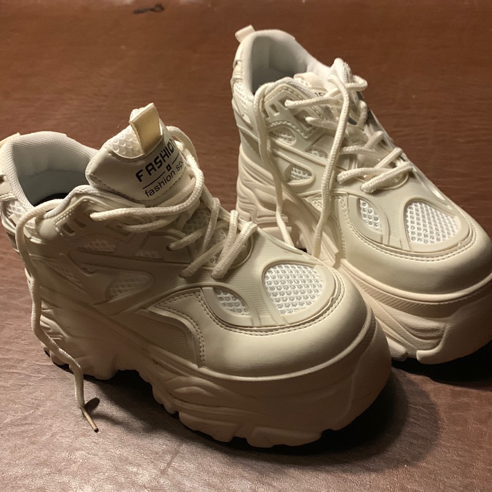 Fashion sport chunky platform white sneakers